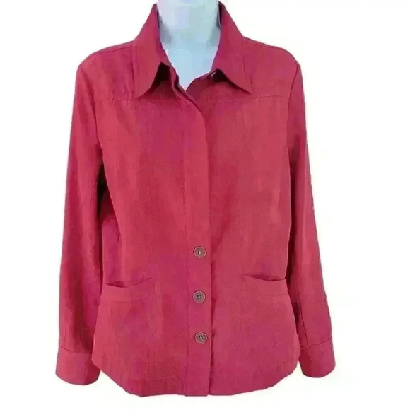 Chico's Tops - Chico's Brand Faux-Suede Shacket/Burgundy/ Size S
